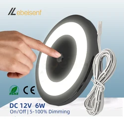 Dia 106mm Round LED Light Lamps DC 12V 6W Touch Dimmer Switch Control for Wardrobes Shoe Cabinets Cloakrooms Lighting Decoration