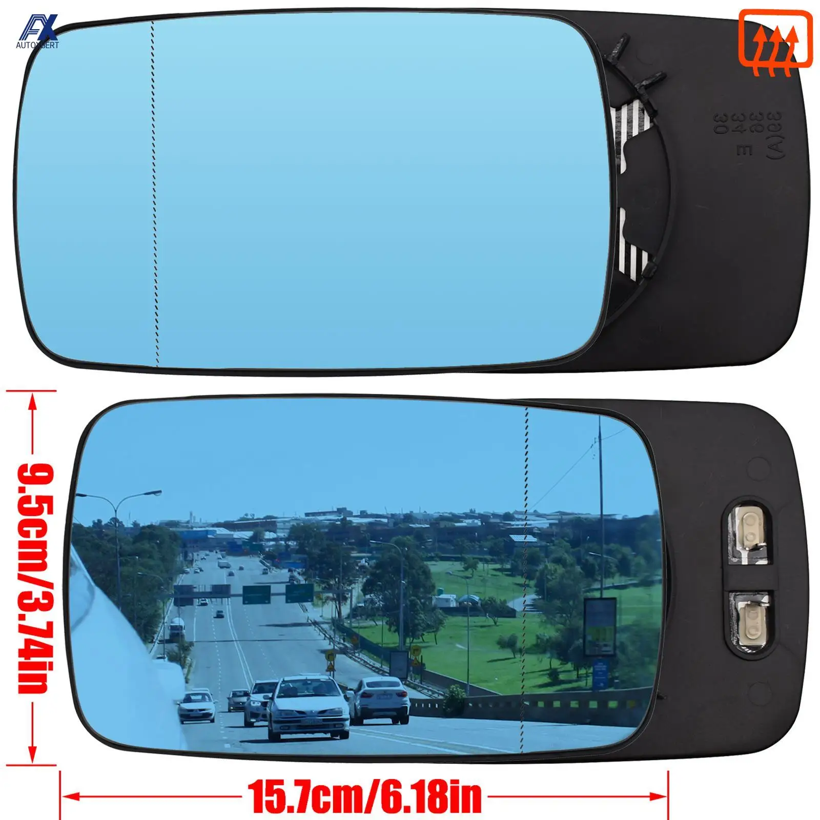 For BMW 3 5 Series E39 E46  320i 330i 325 525i 1997 - 2005 Left Right Door Side Wing Mirror Glass Heated Blue Rear View Rearview