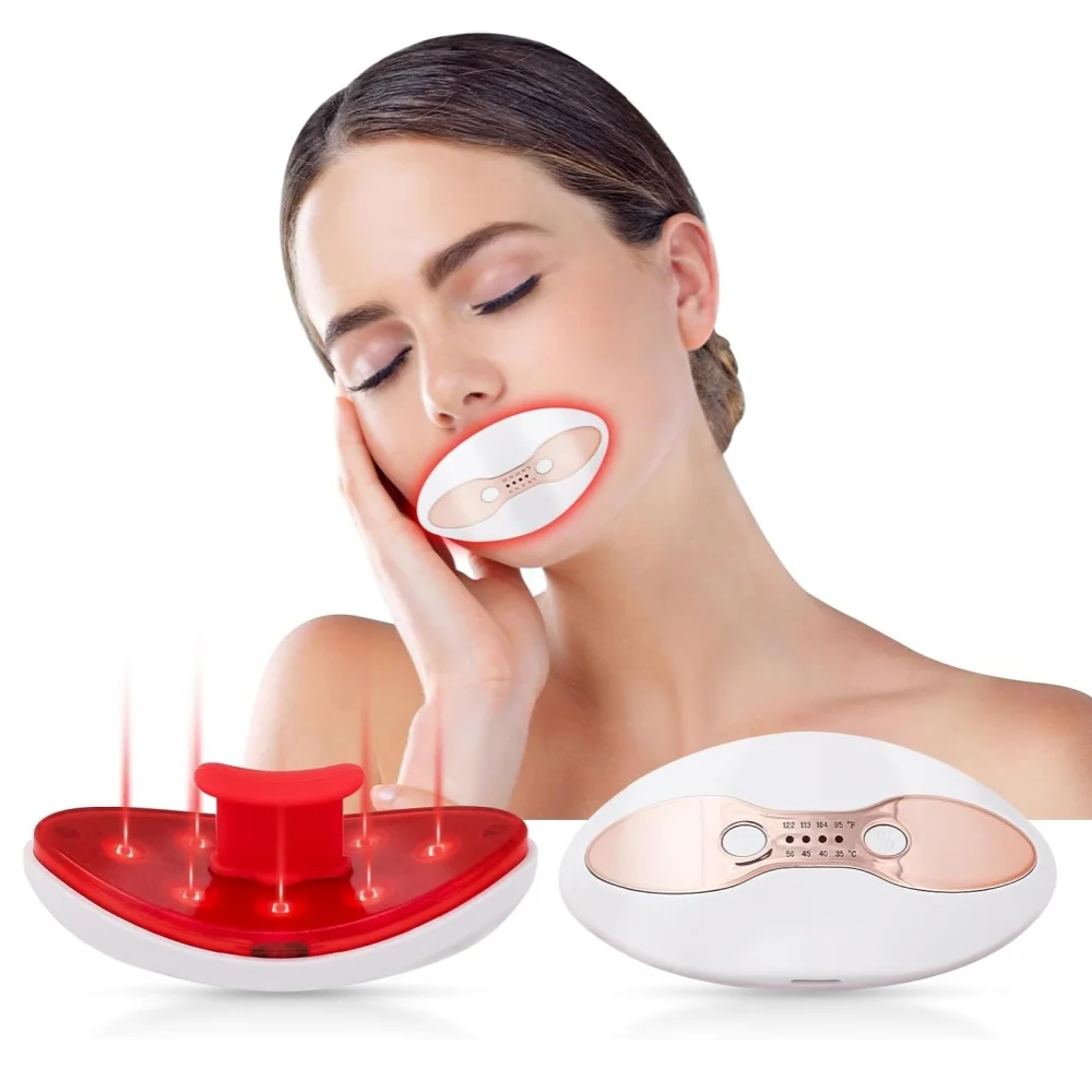 2 in 1 LED Light Lip Plumper Device 4 Levels Heating Temps Lip and Eye Care Tool for Smooth Lip Wrinkles and Reduce Dark Circles