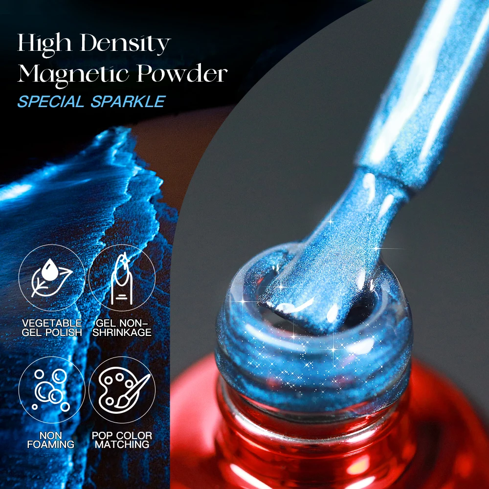 AS 15ml Laser Mermaid Blue Tears Cat Magnetic Gel Nail Polish Glass Beads Varnish Soak Off Semi Permanent UV Gel For Nail Salon