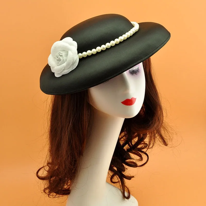 Franse stijl blauw wit zwart fluwelen bruiloft hoed elegante kerk deel formele fedora hoofddeksels koninklijke banket fascinators hoofddeksel