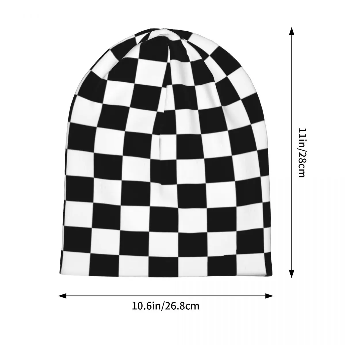 Two Tone Bonnet Hats Black White Checkerboard Knit Hat Female Male Retro Elastic Beanie Hats Autumn Winter Hippie Custom Caps