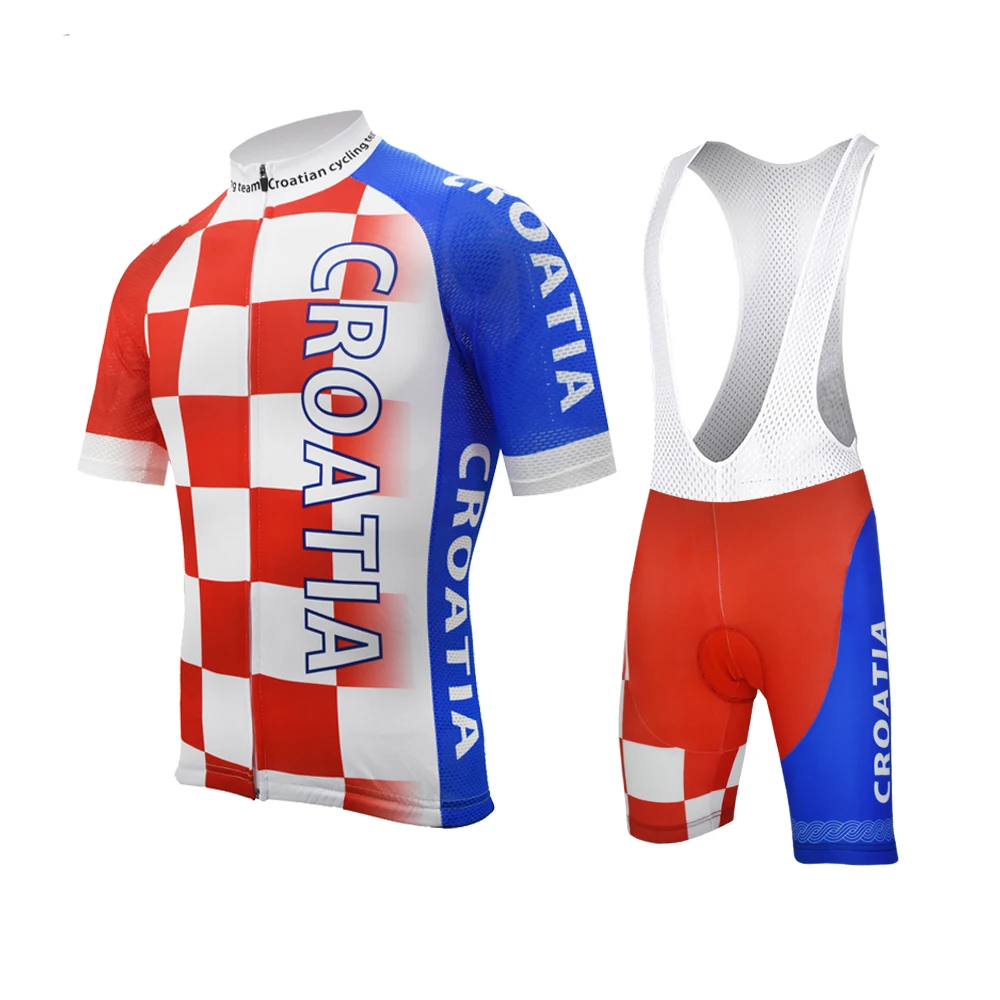 Men's World Countries Flags Croatia Short Sleeve Cycling Suit Jersey Set Summer Bike Top Sport Wear