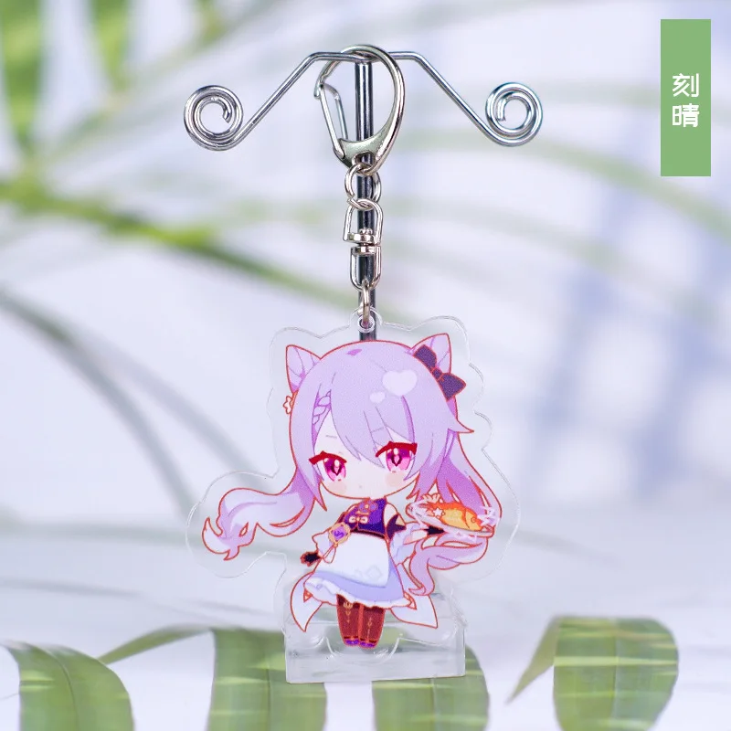 Anime Genshin Impact Acrylic Keychains Barbara Hu Tao Yae Miko Zhongli Yoimiya Qiqi Raiden Shogun Klee Nahida Pendant Figure Toy