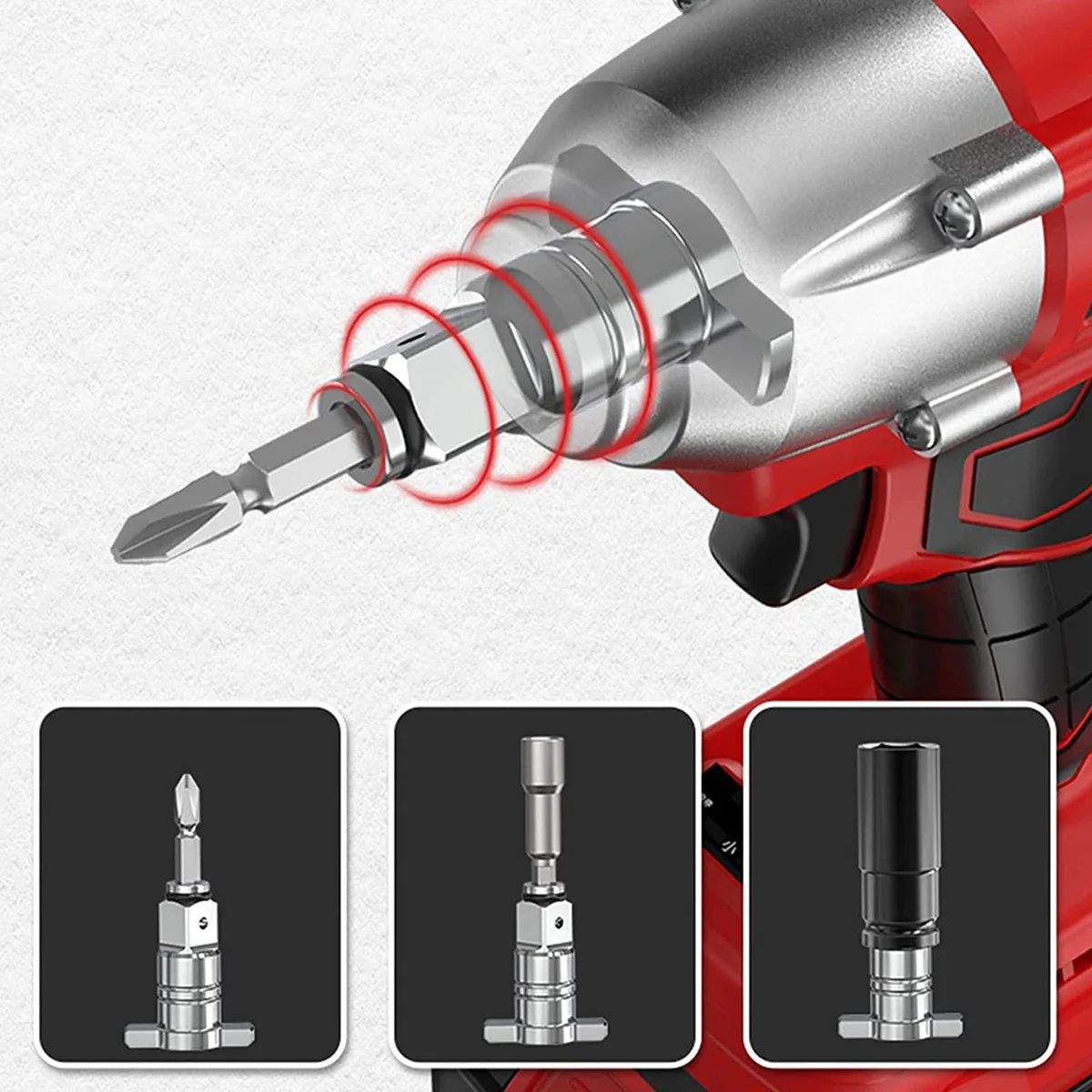 Совместимая Противоударная наковальня в корпусе для дрели, Квадратный привод 1/2 дюйма на адаптер с шестигранным гнездом 1/4 дюйма