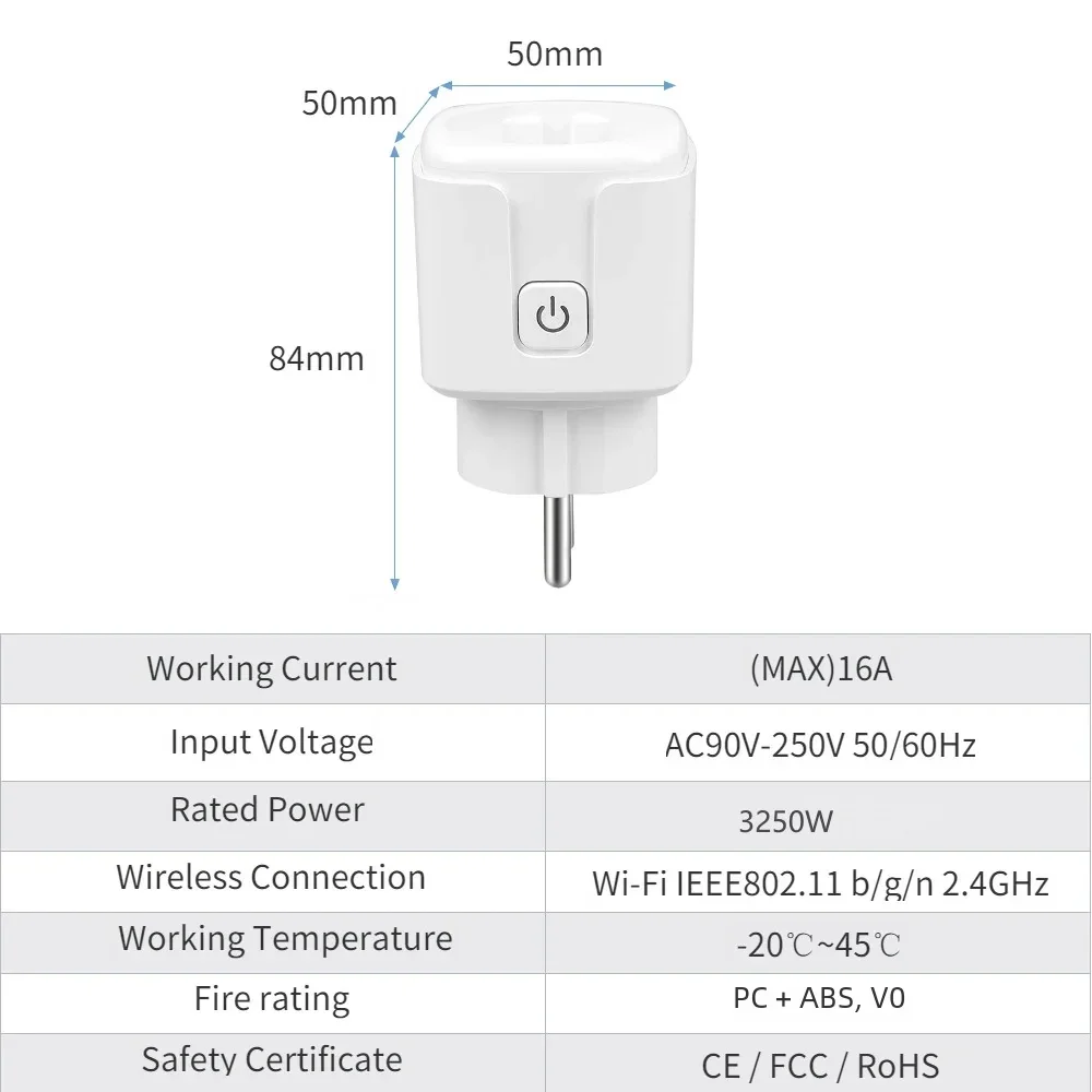 HomeKit WiFi 16A EU Smart Socket AC100~240V High Power Outlet APP Remote Control Timer Plug Works With Alexa Google Apple Siri