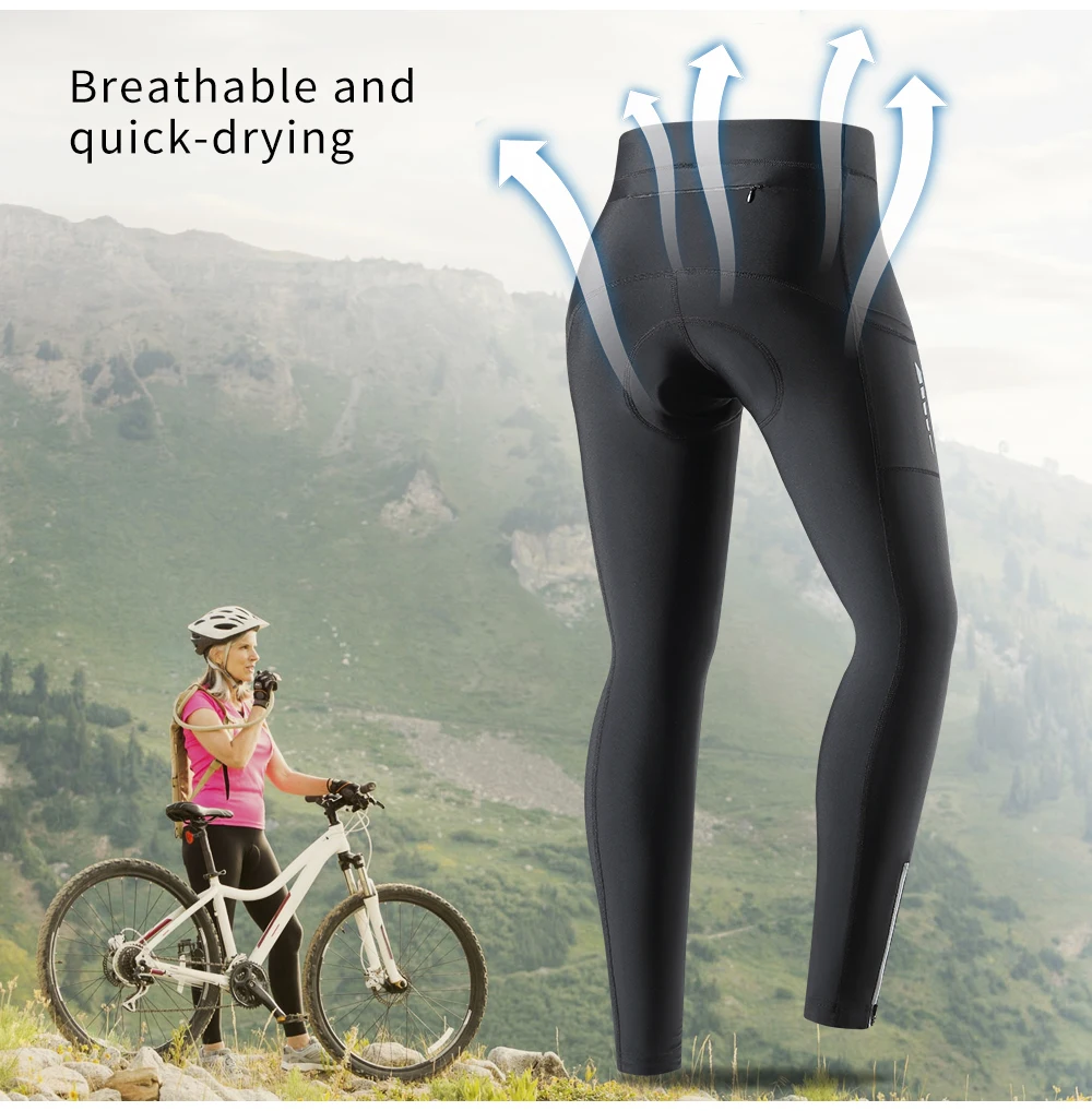 WOSAWE Women's Cycling Pants Summer Bicycle Long Pants MTB Bike Tights with Shockproof 3D Padded Riding Leggings Sports Trousers