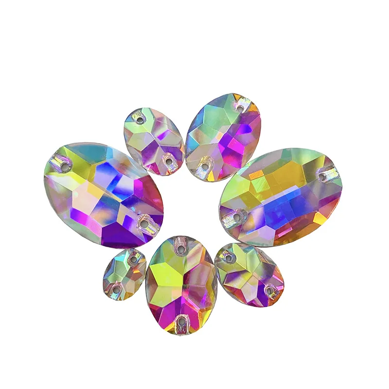 50 Stück gemischte CrystalAB-Nähsteine, flache Glasperlen, glänzende Kristalle, Strass-Steine, Hochzeitskleid-Dekoration, Edelsteine, Bastelbedarf – Detail 10