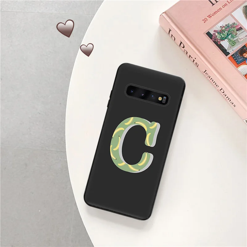 Phone Case for Samsung S24 S20 S21 S22 S10 S23 Ultra FE Plus 5G Z-U Colorful Fruit Letters Galaxy Note20 Shell Black Cases Cover