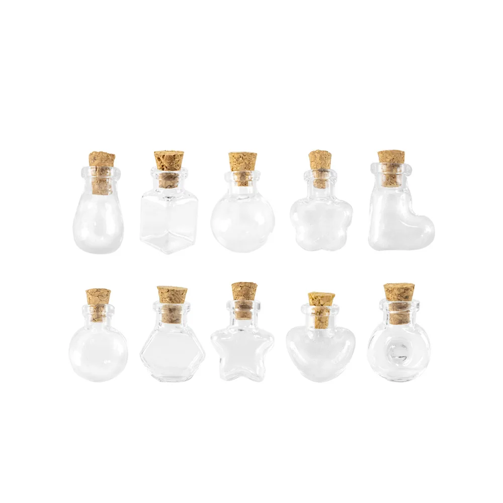 10pcs Small Glass Bottles Pendants Diy Cute Bottles With Cork Jars Christmas Wedding Gifts Vials