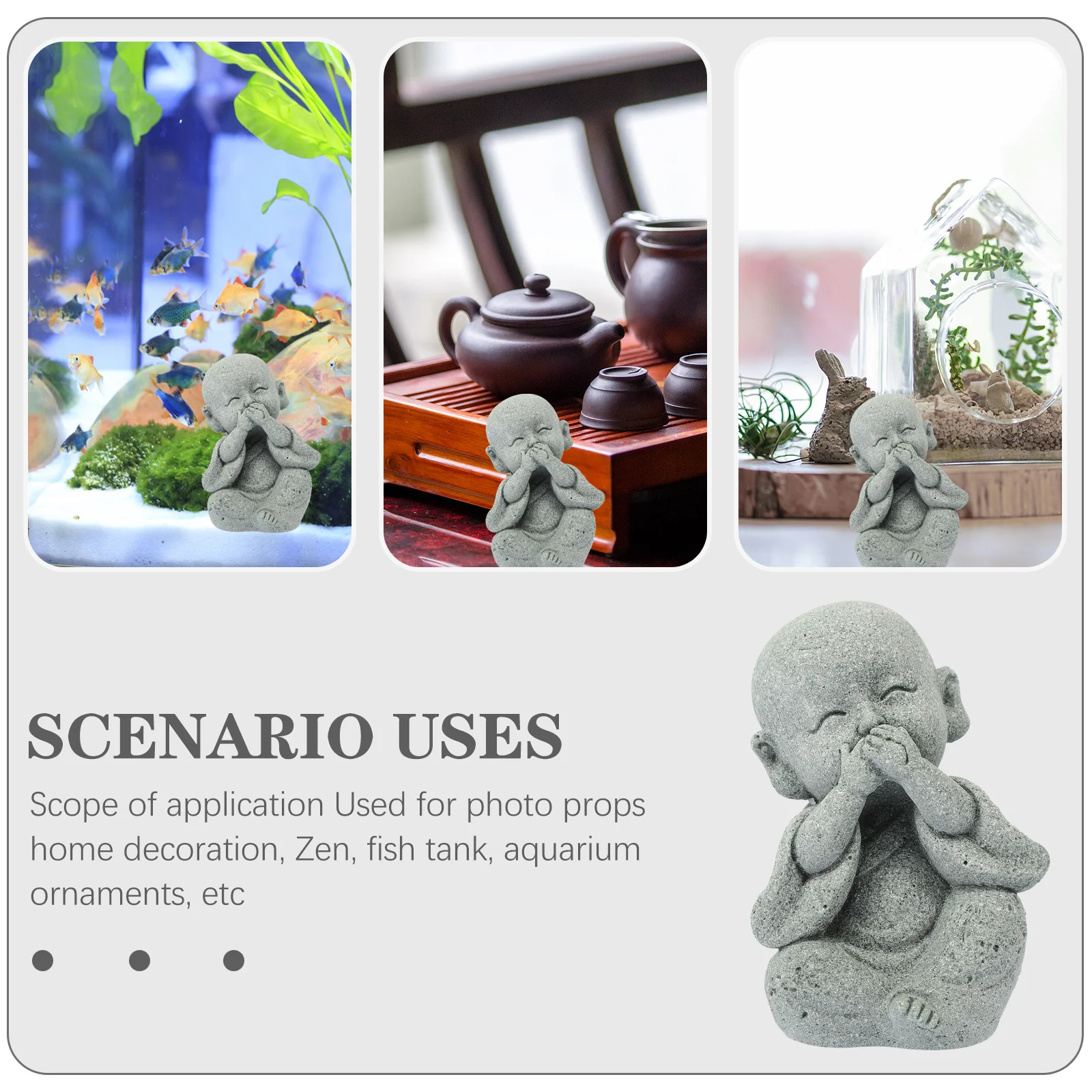 

Monk Decor Sandstone Figurine for Aquarium Bonsai Decoration Wear Resistant Statue Home Decor Desktop Ornament Accessory Figure