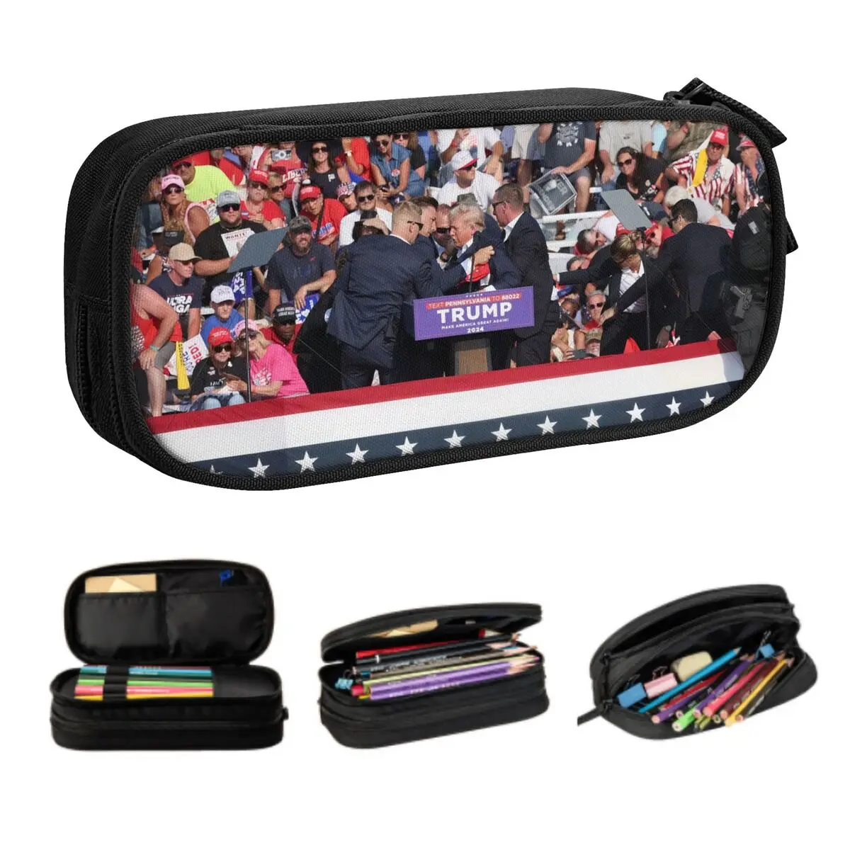 Korean Custom The Trump Incident Pencil Case for Boys Gilrs Large Storage Pen Bag Box School Accessories