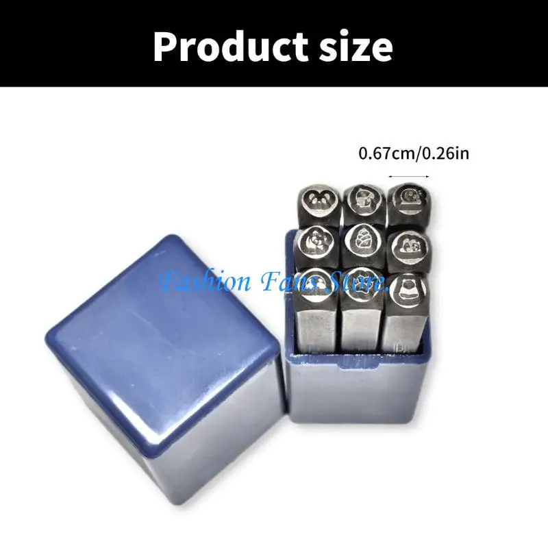 

C71D 9Pcs Panda Theme Jewelry Carving Tool Jewelry Chisels Set Professional Metal Stamp Set Steel Texture for Pattern Making