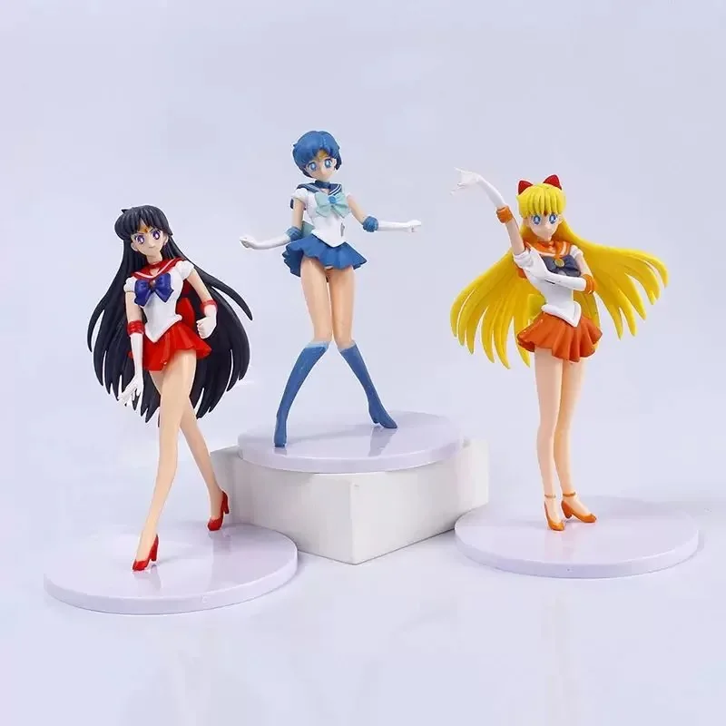 5 unids-set Sailor Moon figura de acción versión Q Kawaii Sailor Mars Júpiter Mercury Venus modelo colección de juguetes muñeca decoración de escritorio
