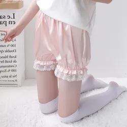 Lace Lolita Pumpkin Shorts Safety Short Pants for Women Summer Shorts Silk Underpants Solid Ruffles Girls Princess Loose Panties