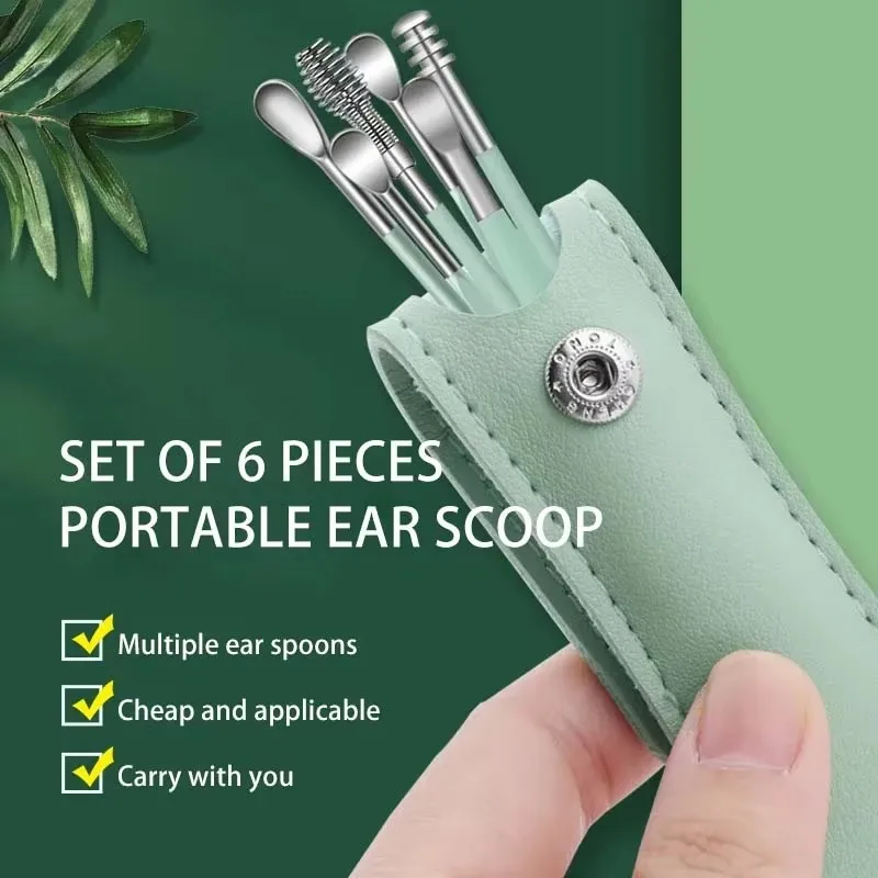 Spiral Spring Ear Wax Cleaner Kit 6PCS Ear Pick Set Safe and Hygienic Home Ear Cleaning Tools with Comfortable Design