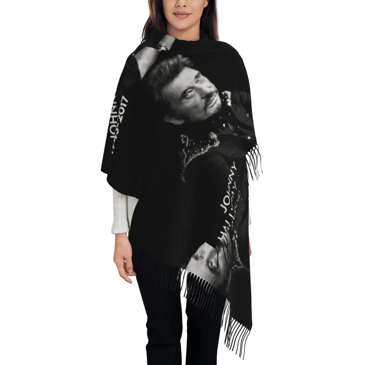 

Women's Scarf with Tassel Johnny Hallyday Large Winter Warm Shawl Wrap Fashionable Daily Wear Pashmina Scarves