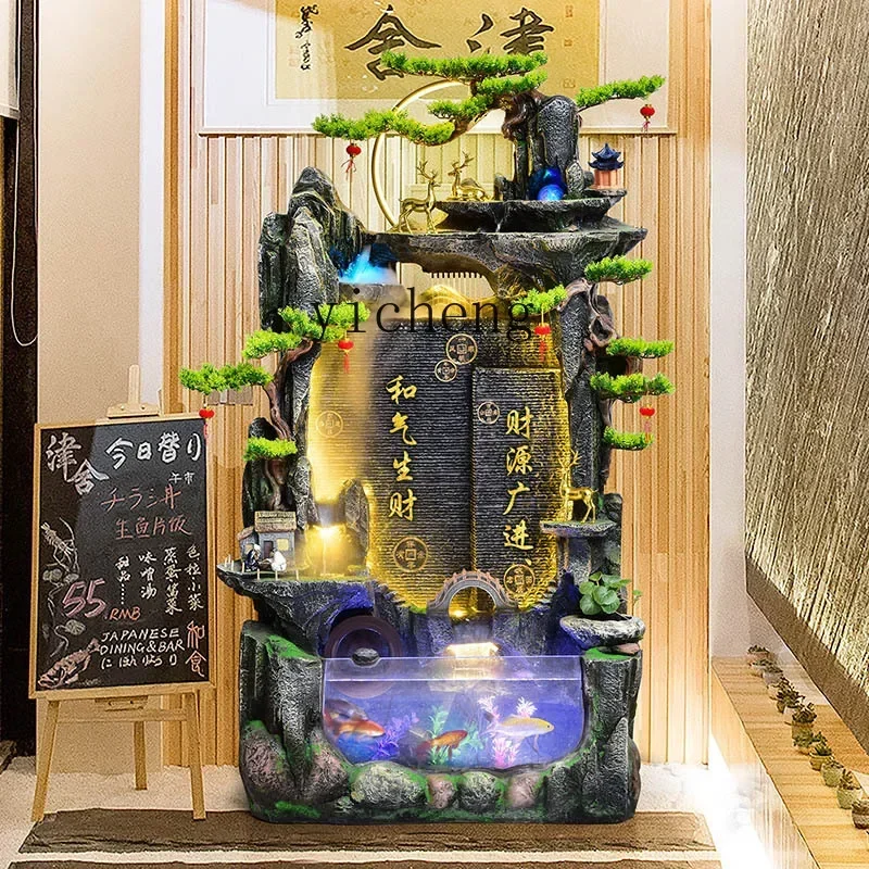 large rockery fish tank flowing water fountain circulating water landscape floor decoration