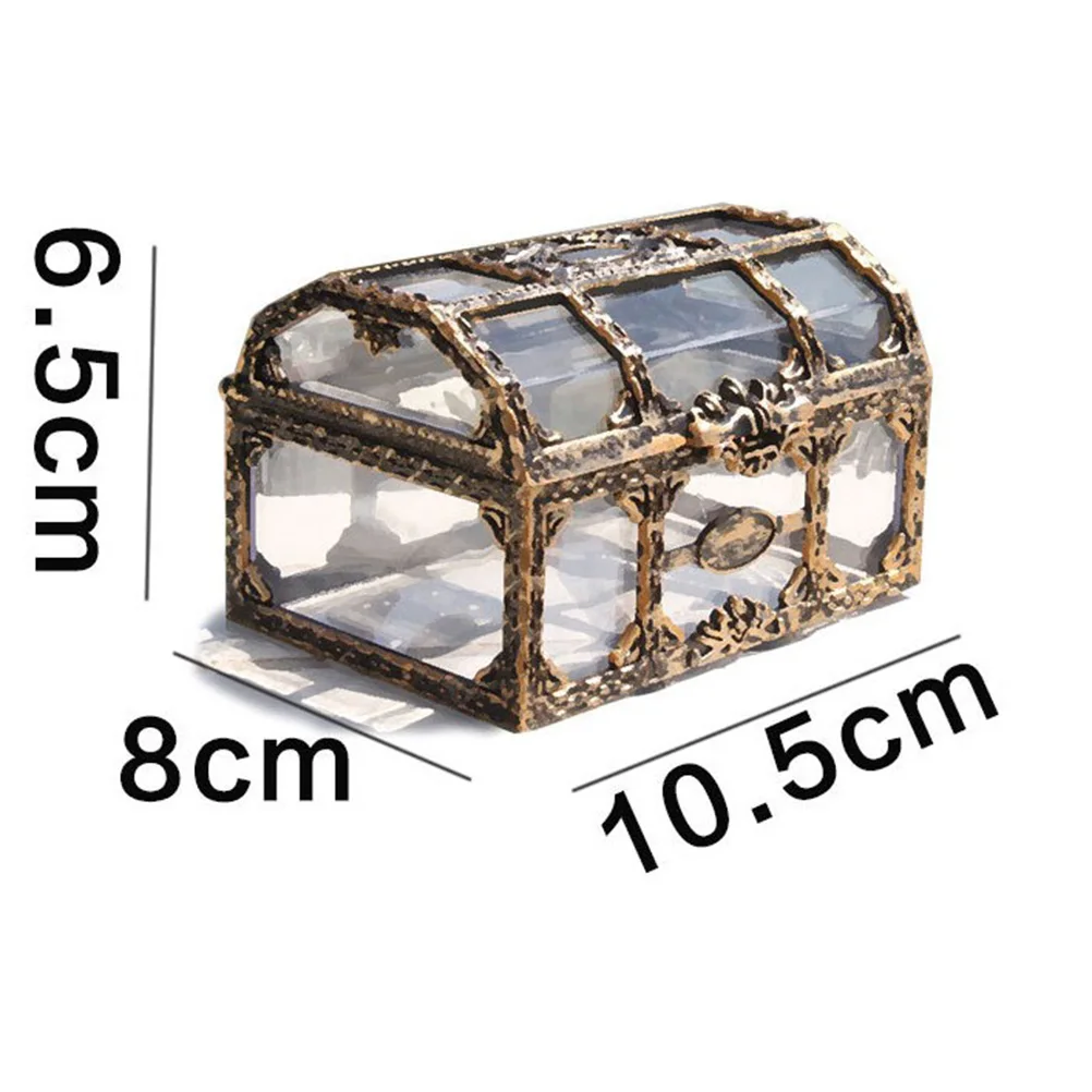 Vintage Transparent Pirate Treasure Storage Box Candy Trinket for Jewelry Crystal Gem Trinket Box Holder Organizer Earrings Ear