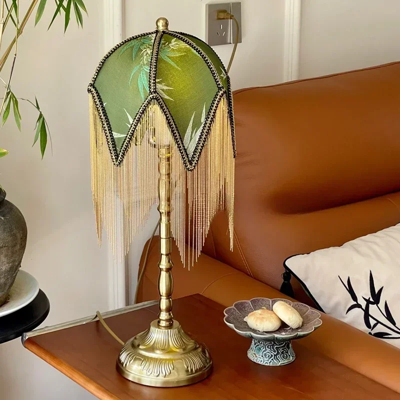 French retro fringed table lamp Nordic bedside decorative lamp