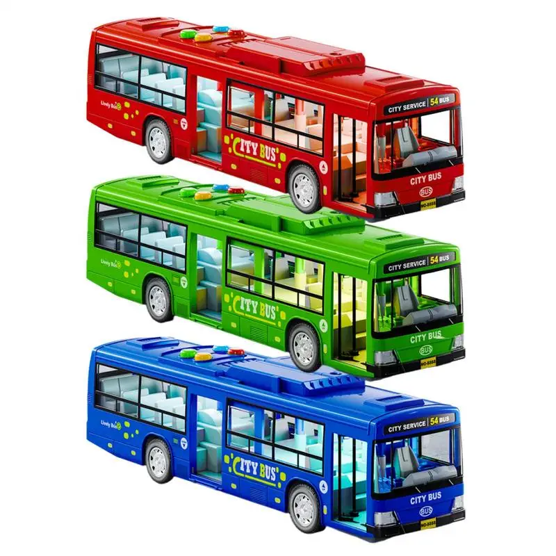 High Quality Simulation Bus Large Size Drop-resistant Light Music Inertia Bus Model Pull Back Car Educational Toys Gifts