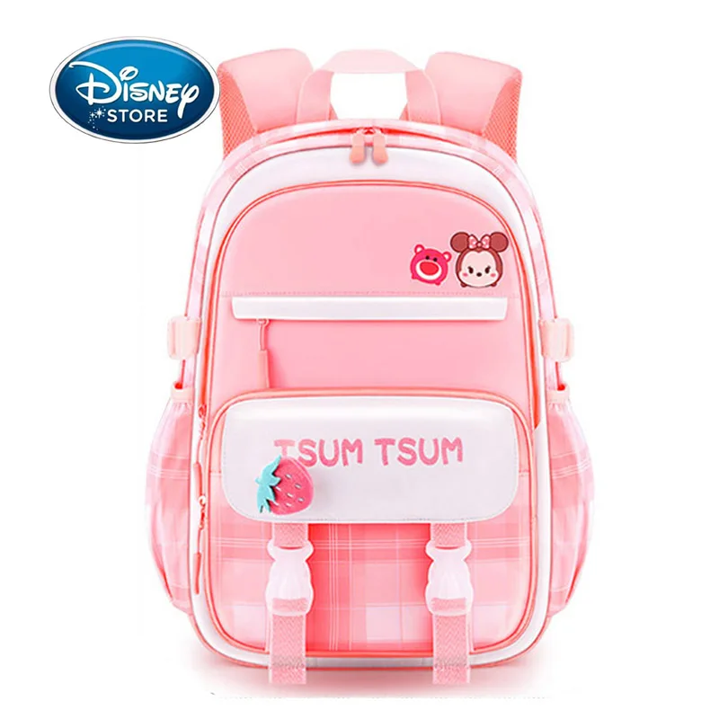 Disney Tsum Tsum Children Backpack For Girl Cartoon Minnie Lotso Nylon Kids Elementary Middle Schoolbag Bookbag Large Capacity