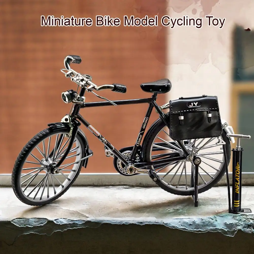 Simulation Bike Toy Pedal And Wheels Realistic Bicycle Ornament Miniature Simulation Retro Alloy Bike Home Decoration