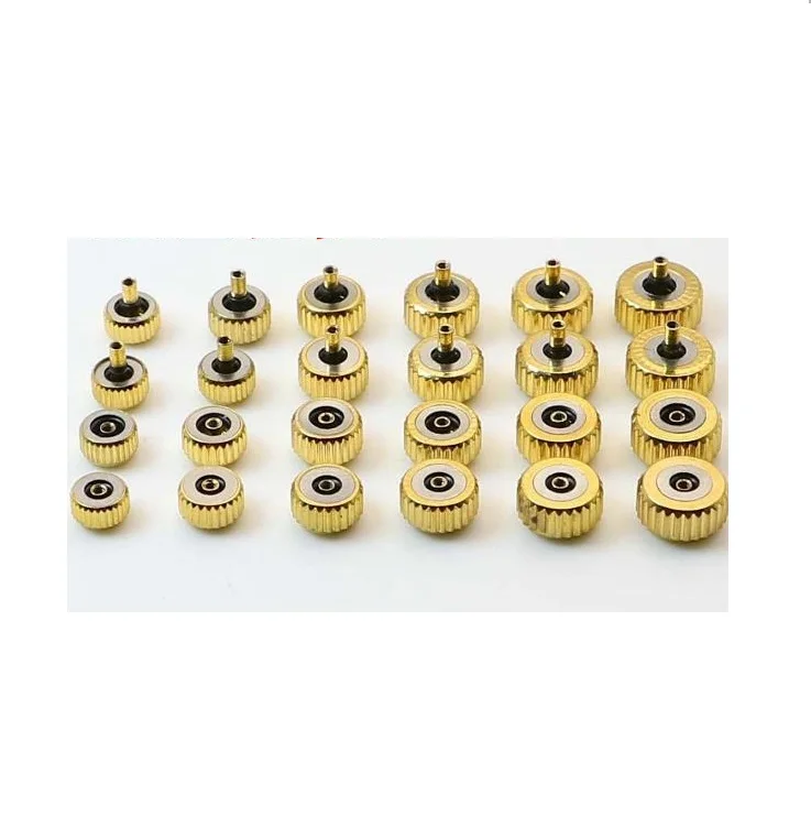 11pcs/lot Gold Color Steel Waterproof Watch Crown 3.5mm-7.0mm Head Diameter with 2.0mm Hole W1851