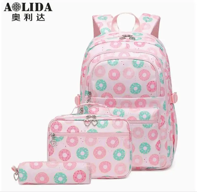 

2025 new 3 pcs sets of student schoolbag for girls fashion leisure large capacity junior high school shoulders backpack for girl