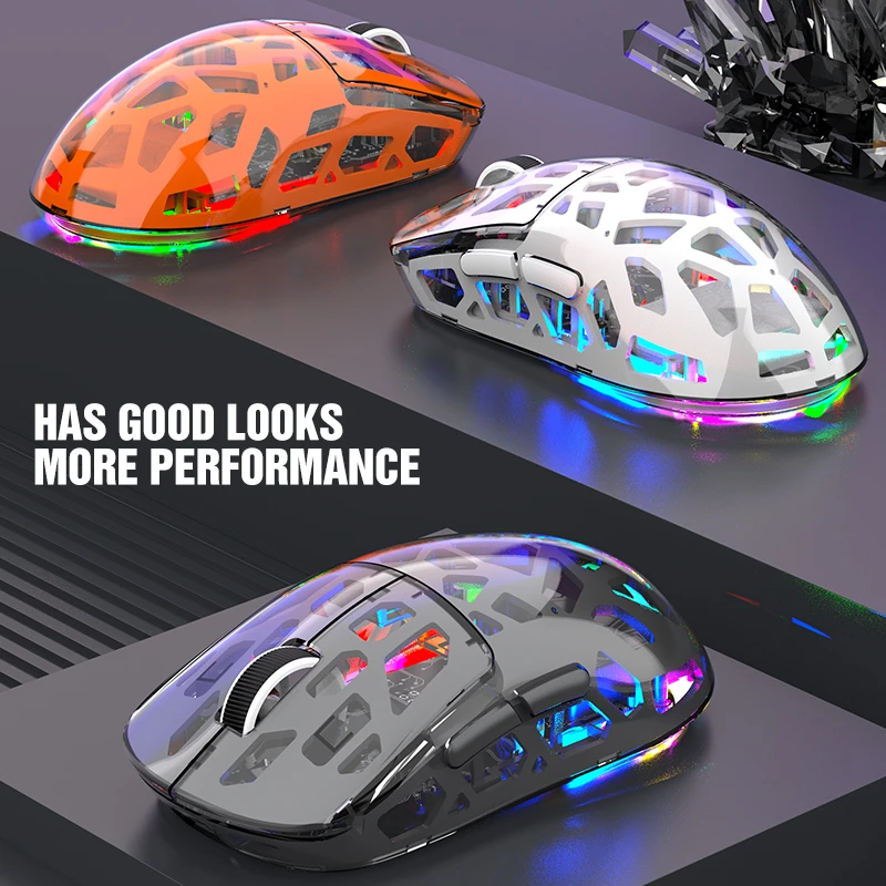 2025 BM560 Three Mode Bluetooth Wireless Transparent Mouse Glow The Third Mock Examination E-sports Game Desktop Laptop Office