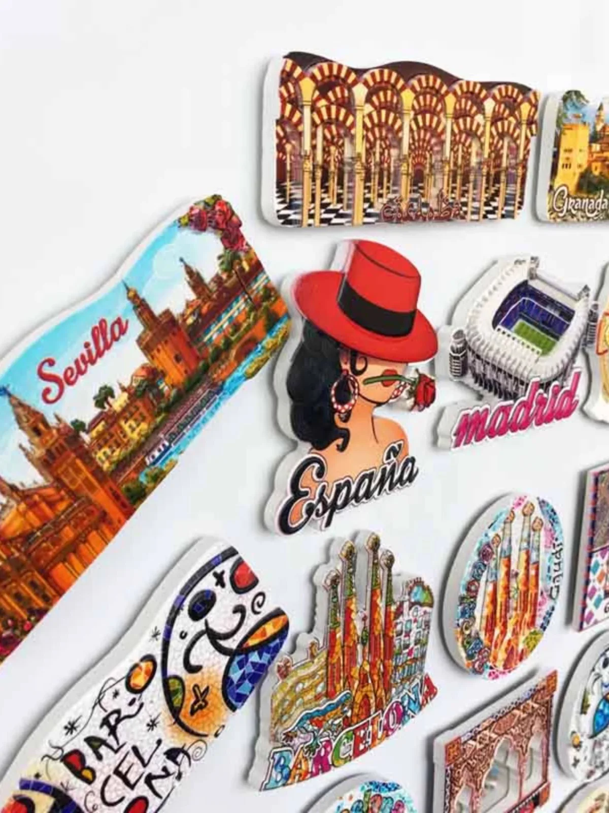 All over Spain tourist attractions punch the landmark building memorial crafts magnetic refrigerator sticker