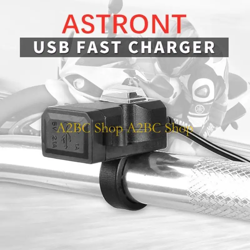 A2BC Double USB Motorcycle-Handlebar Charger-Adapter Waterproof Power Supply Socket