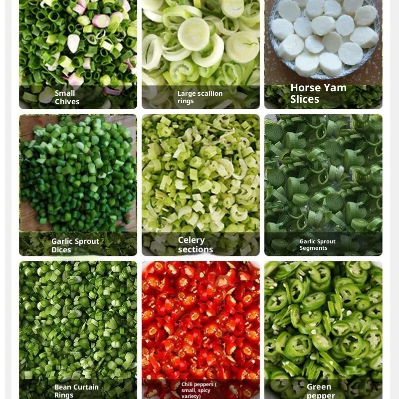 Máquina cortadora de chalote eléctrica comercial, rebanadora de cebolla de acero inoxidable, cortador de verduras completamente automático