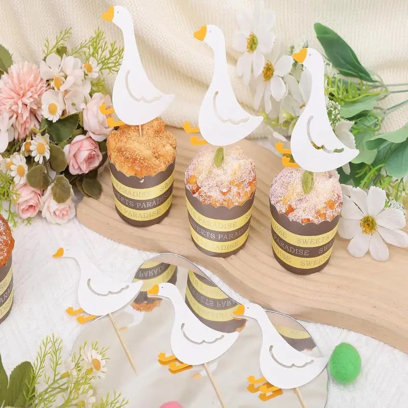 24Pcs Silly Goose Cake Toppers Birthday Cupcake Picks Decorations for Kids Birthday Party Supplies