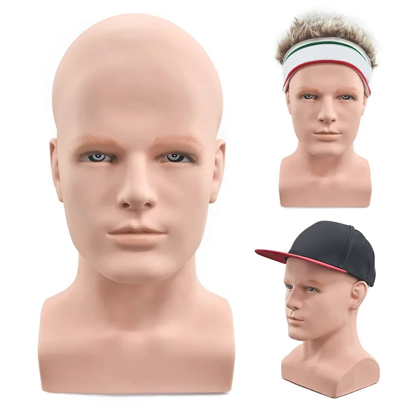 Male Mannequin Professional Manikin for Display Wigs Hats Headphone Display Stand (Skin Color)