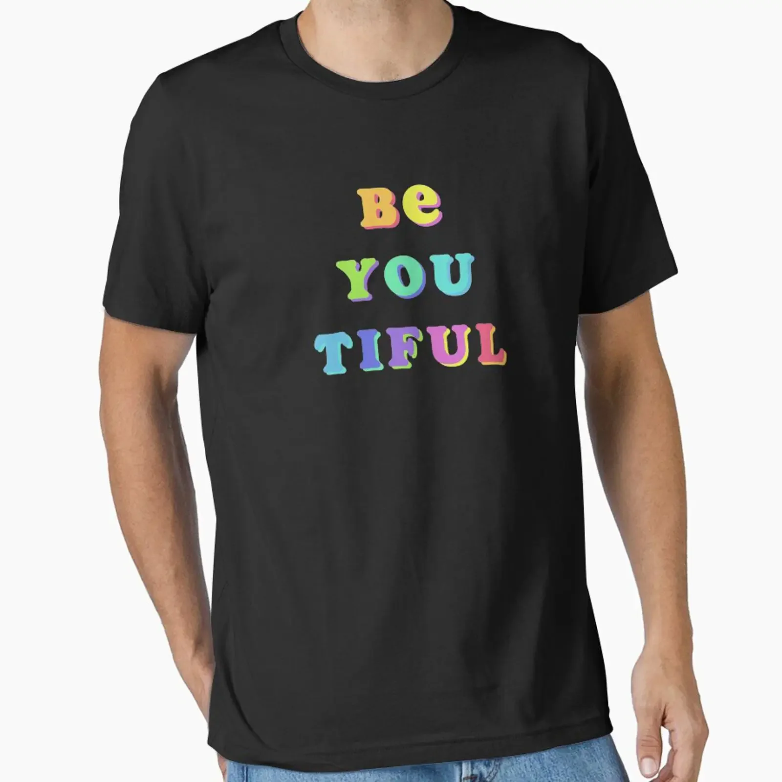 Be You Tiful Essential T Shirt vintage Washed Stylish Stretched Top For Everyday Wear fashion Soft Comfortable Slightly