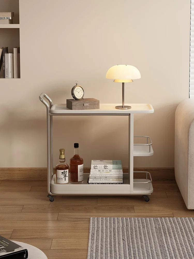 

A few small trolleys by the sofa, shelves, light luxury, mobile coffee tables, household snacks, bedside storage racks