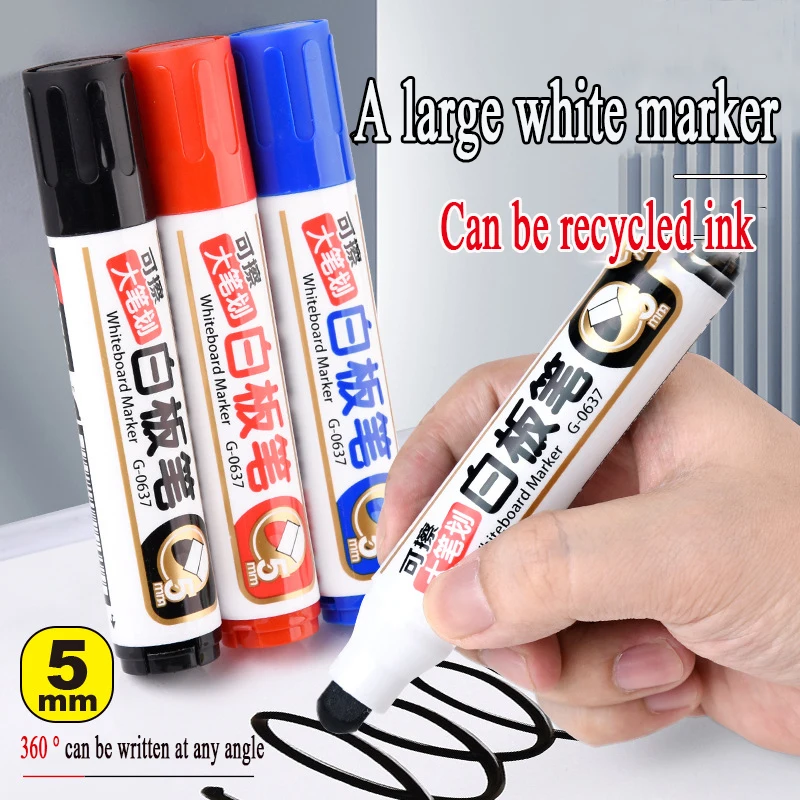 Erasable 5mm round Head Large Stroke Can Add Ink Whiteboard Marker Pop Pen Board Pen Water-Based Paint Pen Office Supplies