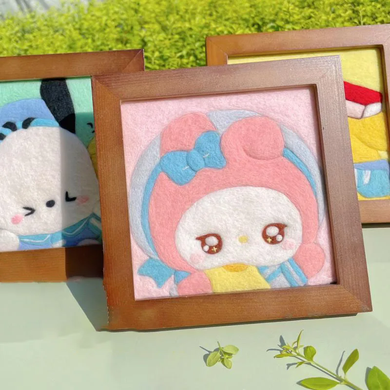 Sanrio Handmade Felt Painting Cinnamoroll Kuromi Kawaii Cartoon Give A Friend A Birthday Gift Diy Christmas Handmade Gift