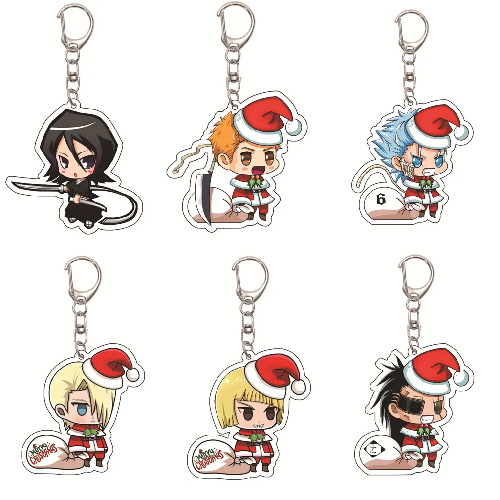 55MM Anime BLEACH Schlüsselanhänger Kurosaki Ichigo Kuchiki Rukia Grimmjow Jaegerjaques Kira Iziru Acryl-Schlüsselanhänger Weihnachtsgeschenke