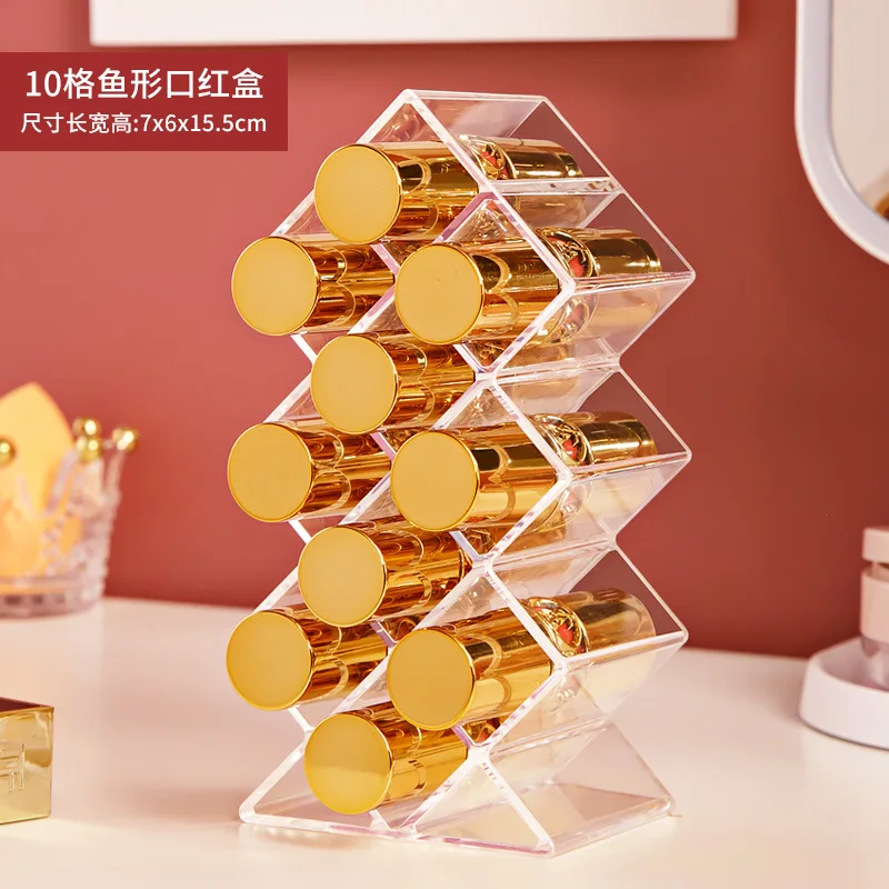Lipstick Holder Make-up Organizer Cosmetic Storage Box Lip Gloss Storage Rotating Display Stand Transparent Plastic Storage Box