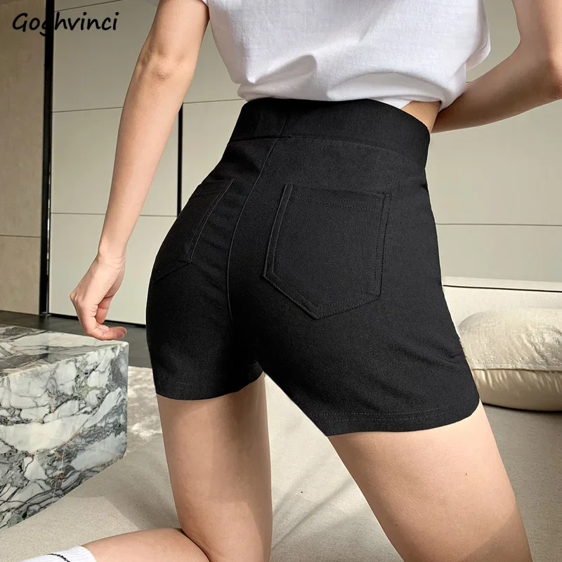 

Женские шорты, повседневные узкие эластичные сексуальные карманы с эластичной резинкой на талии, ампирная верхняя одежда, тонкая модная базовая нижняя одежда в корейском стиле, женская