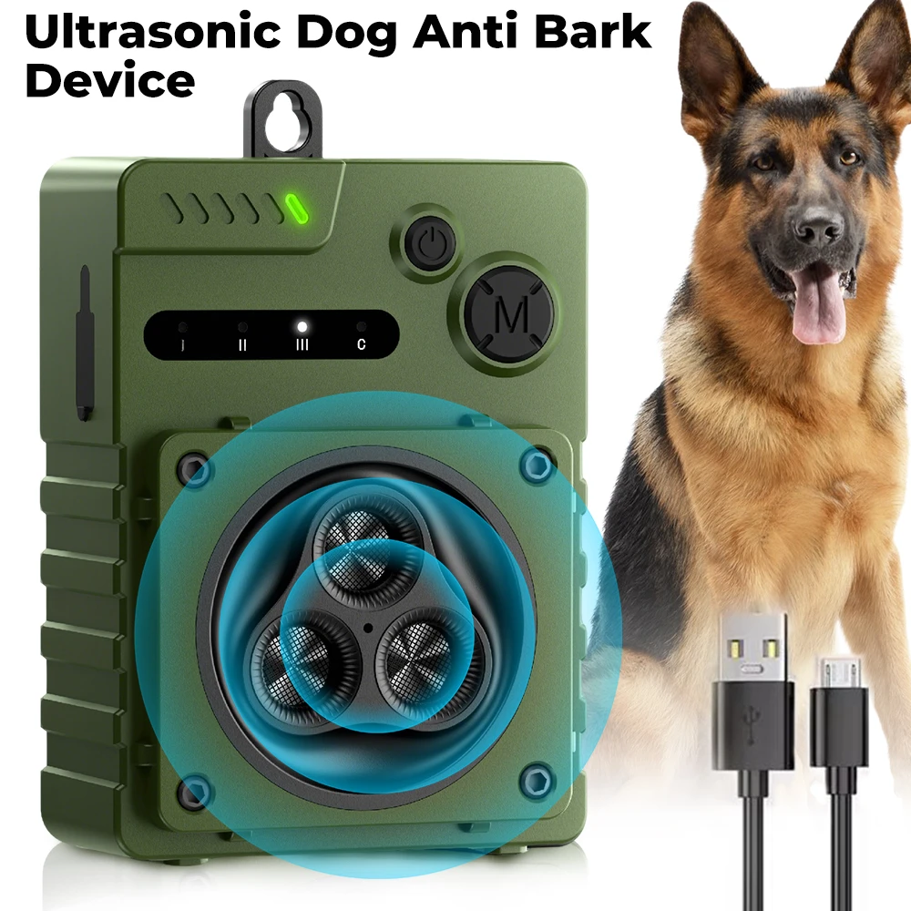 

Automatic Ultrasonic Dog Anti-Bark Device Rechargeable High Power Indoor & Outdoor Dog Barking Stopper Repeller Bark Repellent