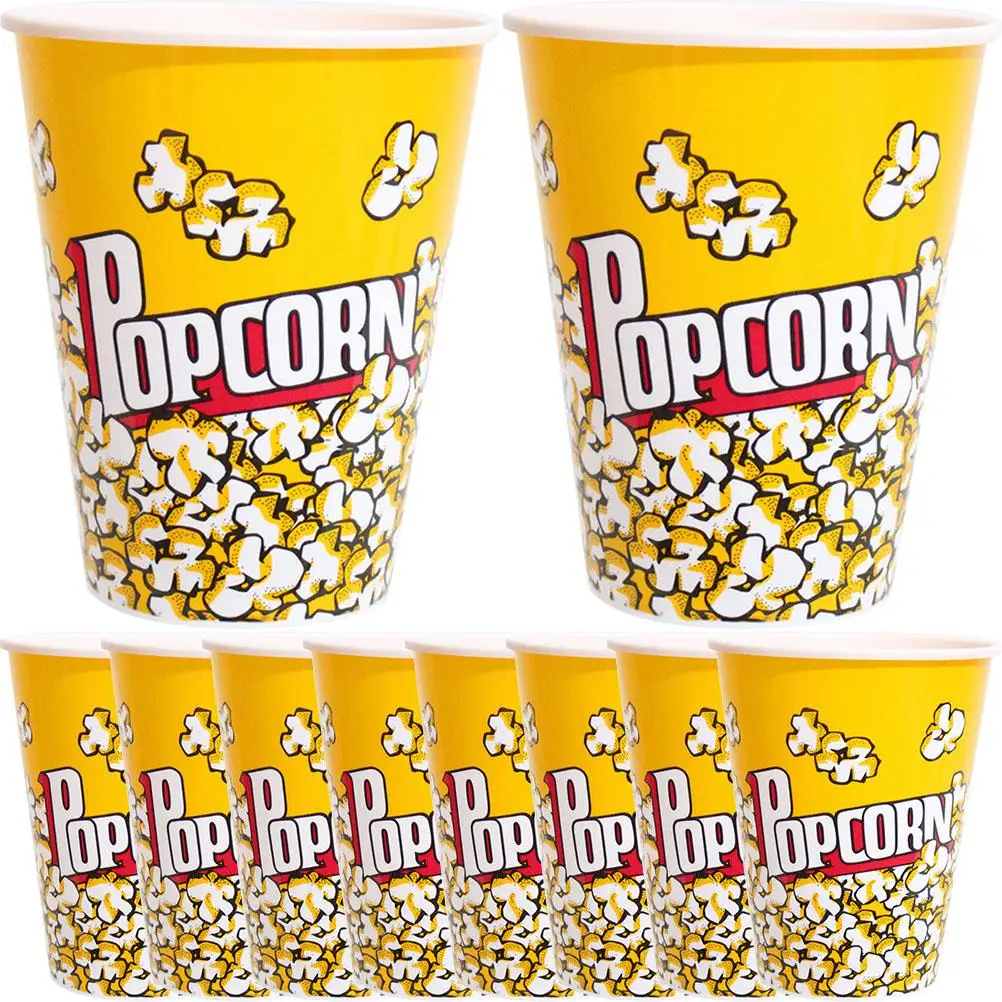 

10 Pcs Popcorn Bucket Cup Tray Decor Container Holders Kids Party Movie Night Snack Bowl Candy Box PP Material Lightweight