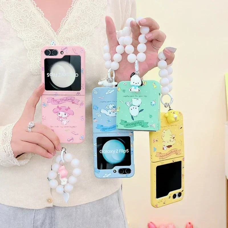 Sanurgente-Coque arrière en TPU souple Pochacco pour Samsung Galaxy Z Flip, Melody Pompompurin, Cinnamoroll, 3, 4, 5