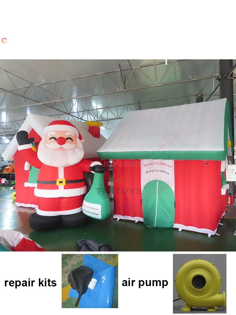 Fast Shipping 7x3m/8x3m Inflatable Christmas House with Gift Bag Oxford Portable Inflatable Santa Grotto for Sale