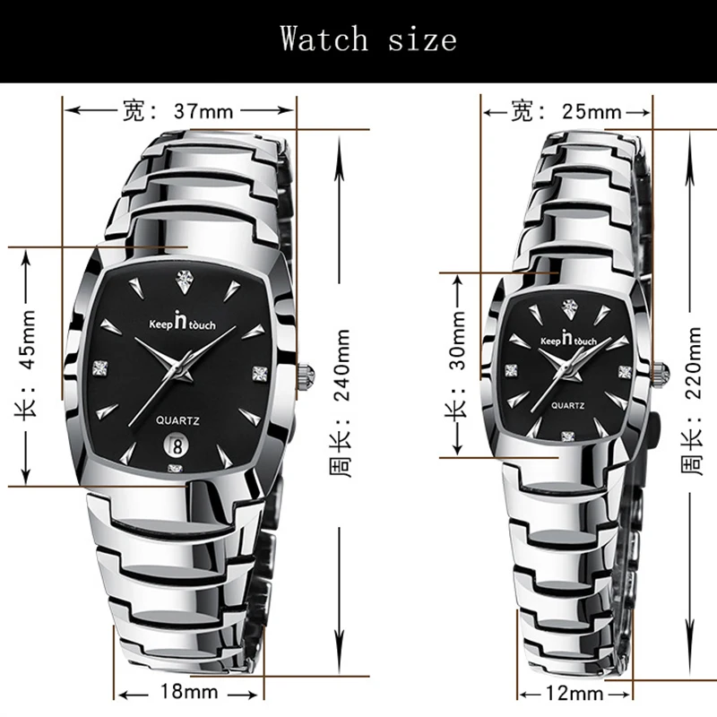 Reloj de pulsera de cuarzo para hombre y mujer cronógrafo deportivo informal de lujo para amantes del Calenar pulsera de compromiso regalo de boda marca superior