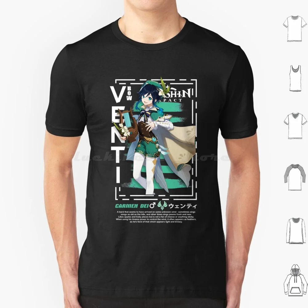 Genshin Impact Venti Streetwear T Shirt Big Size 100% Cotton Genshin Impact Venti Streetwear