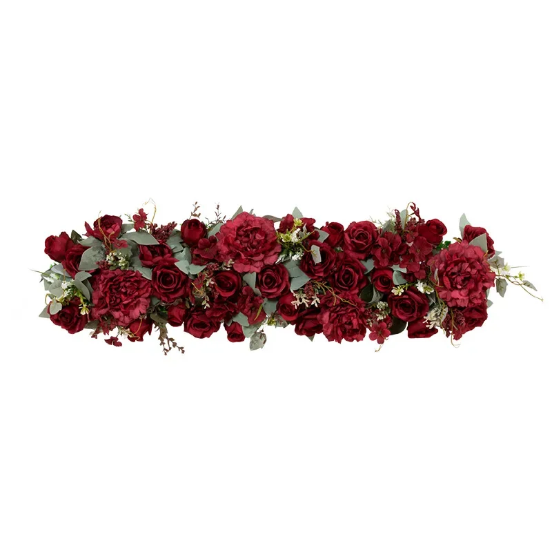 Simulation flower row wedding background welcome area arrangement flower hanging arch decorative flower wall long row of