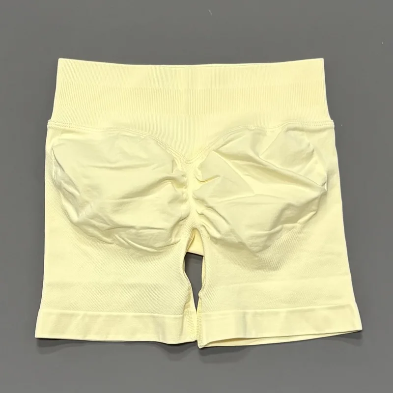 HISTELLO Sportshorts 4,5 Zoll Damen Yoga-Shorts Nahtlos Niedrige Taille Scrunch Bum Gym Leggings Workout Stretch Fitness Sportshorts